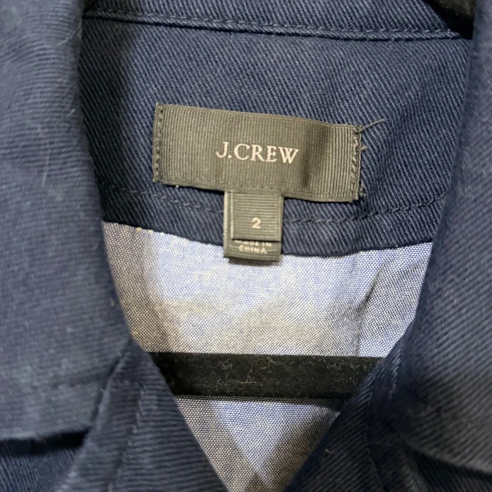 J.Crew Womens Navy Blue Cotton Double Breasted Pea Coat Jacket White Buttons 2 - Picture 5 of 8
